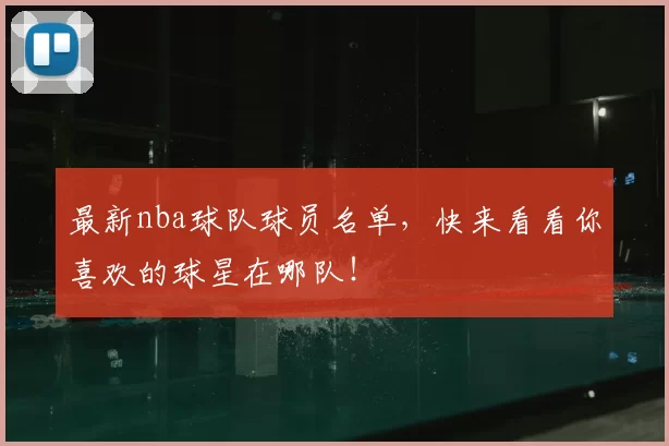最新nba球队球员名单,快来看看你喜欢的球星在哪队!